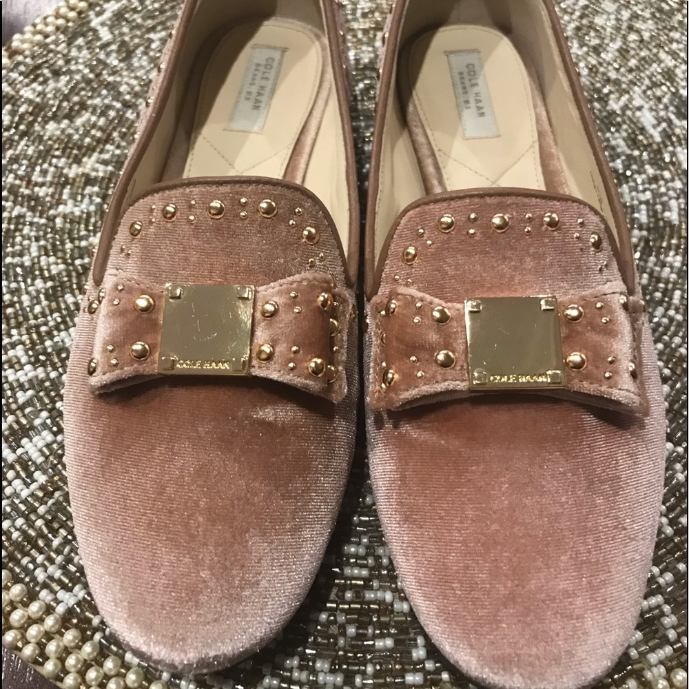 NEW:Cole Haan Tali Bow Stud Loafer Velvet Flats